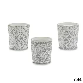 Planter Pattern White Grey Ceramic 12,3 x 12 x 12,3 cm (144 Units) by Ibergarden, Cachepots - Ref: S3624517, Price: 220,70 €,...