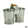 Planter Double Brown Silver Wood Zinc 20 x 15 x 10,2 cm (24 Units) by Ibergarden, Cachepots - Ref: S3624582, Price: 46,11 €, ...