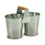 Planter Double Brown Silver Wood Zinc 20 x 15 x 10,2 cm (24 Units) by Ibergarden, Cachepots - Ref: S3624582, Price: 46,11 €, ...