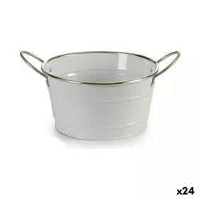 Planter Bucket White Silver Zinc 27,5 x 10,5 x 20 cm (24 Units) by Ibergarden, Cachepots - Ref: S3624652, Price: 51,57 €, Dis...