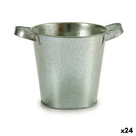 Planter Bucket Silver Zinc 20 x 14 x 16,2 cm (24 Units) by Ibergarden, Cachepots - Ref: S3624746, Price: 39,34 €, Discount: %