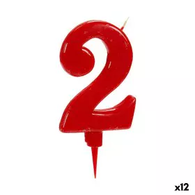 Candle Birthday Red Number 2 (12 Units) by BigBuy Party, Party items - Ref: S3624800, Price: 12,90 €, Discount: %