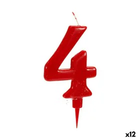 Candle Birthday Red Number 4 (12 Units) by BigBuy Party, Party items - Ref: S3624803, Price: 13,43 €, Discount: %