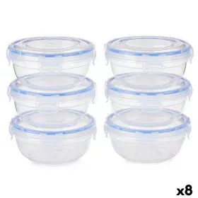 Set of lunch boxes Hermetic Blue Transparent Plastic 800 ml 15,5 x 7,5 x 15,5 cm (8 Units) by Leknes, Food storage - Ref: S36...