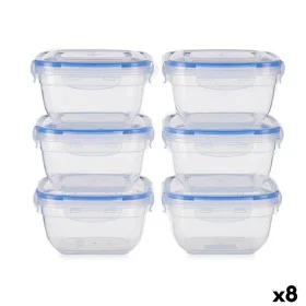 Conjunto de Lancheiras Hermético Azul Transparente Plástico 900 ml 14,5 x 8,5 x 14,5 cm (8 Unidades) de Leknes, Armazenamento...