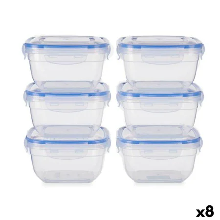 Set of lunch boxes Hermetic Blue Transparent Plastic 900 ml 14,5 x 8,5 x 14,5 cm (8 Units) by Leknes, Food storage - Ref: S36...