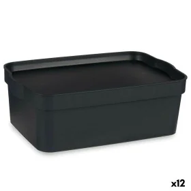 Storage Box with Lid Anthracite Plastic 6 L 21 x 11 x 32 cm (12 Units) by Kipit, Storage boxes and chests - Ref: S3624998, Pr...