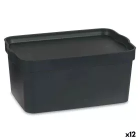 Storage Box with Lid Anthracite Plastic 7,5 L 21 x 14,2 x 32 cm (12 Units) by Kipit, Storage boxes and chests - Ref: S3624999...