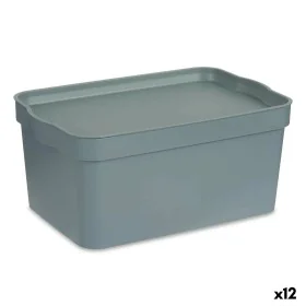 Storage Box with Lid Grey Plastic 7,5 L 21 x 14,2 x 32 cm (12 Units) by Kipit, Storage boxes and chests - Ref: S3625000, Pric...