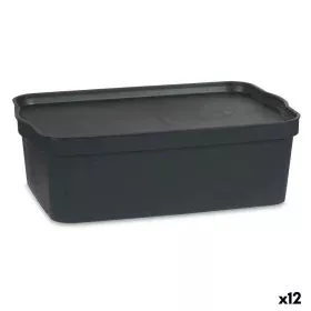 Caja de Almacenaje con Tapa Antracita Plástico 14 L 29,5 x 14,3 x 45 cm (12 Unidades) de Kipit, Cajas y arcones de almacenaje...