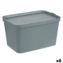 Caja de Almacenaje con Tapa Gris Plástico 24 L 29,3 x 24,5 x 45 cm (6 Unidades) de Kipit, Cajas y arcones de almacenaje - Ref...