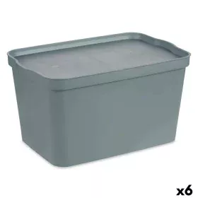 Scatola portaoggetti con coperchio Grigio Plastica 24 L 29,3 x 24,5 x 45 cm (6 Unità) di Kipit, Scatole e cassapanche - Rif: ...