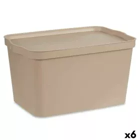 Scatola portaoggetti con coperchio Beige Plastica 24 L 29,3 x 24,5 x 45 cm (6 Unità) di Kipit, Scatole e cassapanche - Rif: S...