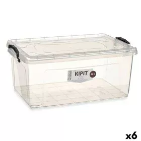 Boîte de rangement avec couvercle Transparent Plastique 22 L 32 x 20,5 x 50 cm (6 Unités) de Kipit, Boîtes et coffres de rang...