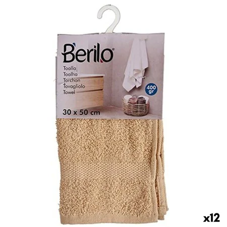 Bath towel Cream 30 x 50 cm (12 Units) by Berilo, Towels - Ref: S3625229, Price: 15,91 €, Discount: %