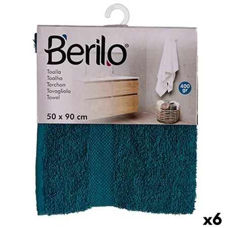 Toalla de baño Azul 50 x 90 cm (6 Unidades) de Berilo, Toallas - Ref: S3625246, Precio: 18,88 €, Descuento: %