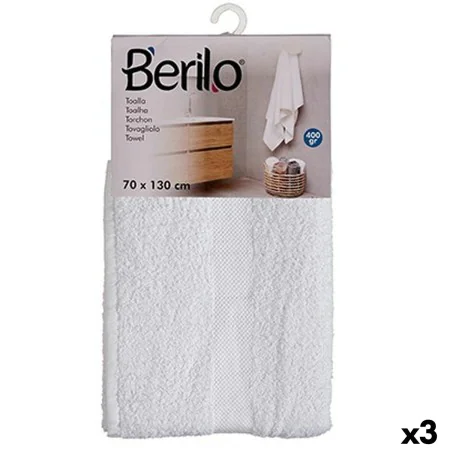 Bath towel White 70 x 130 cm (3 Units) by Berilo, Towels - Ref: S3625250, Price: 18,79 €, Discount: %