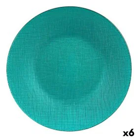 Flat Plate Turquoise Glass 27,5 x 2 x 27,5 cm (6 Units) by Vivalto, Plates and dishes - Ref: S3625254, Price: 22,47 €, Discou...