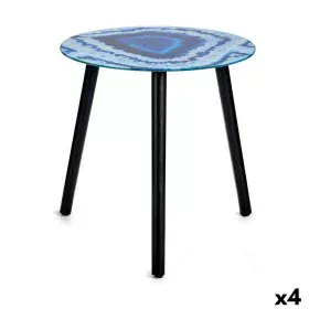 Mesa de apoio Mármore Azul Preto Cristal 40 x 41,5 x 40 cm (4 Unidades) de Gift Decor, Jogos de móveis - Ref: S3625338, Preço...