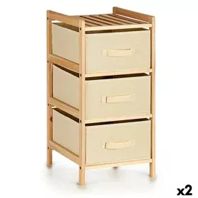 Chest of drawers Cream Wood Textile 36 x 66 x 34 cm (2 Units) by Kipit, Chest of Drawers - Ref: S3625436, Price: 57,83 €, Dis...