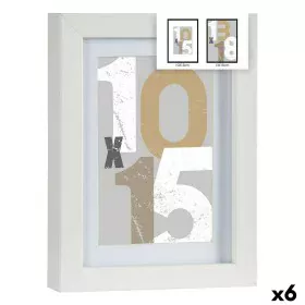 Cornice Portafoto Bianco Vetro Legno MDF 16 x 21 x 2,5 cm (6 Unità) di Gift Decor, Cornici da parete e da tavolo - Rif: S3625...