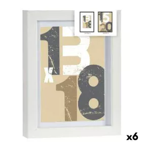 Porte photos mural Blanc verre Bois MDF 18 x 23 x 2,5 cm (6 Unités) de Gift Decor, Cadres muraux et de table - Réf : S3625473...