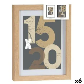 Wall photo frame Natural Glass MDF Wood 20,5 x 2,5 x 26,5 cm (6 Units) by Gift Decor, Table and wall frames - Ref: S3625479, ...