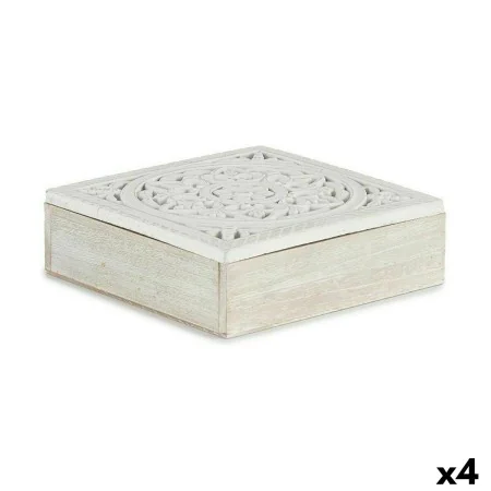 Caja Decorativa Blanco Madera 22 x 7,5 x 22 cm (4 Unidades) de Gift Decor, Cajas - Ref: S3625505, Precio: 29,84 €, Descuento: %