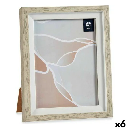 Cornice Portafoto 18,8 x 23,8 x 2 cm Cristallo Beige Bianco Plastica (6 Unità) di Gift Decor, Cornici da parete e da tavolo -...