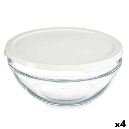 Panier-repas rond avec couvercle Chefs Blanc 1,7 L 21 x 9 x 21 cm (4 Unités) de Pasabahce, Stockage des aliments - Réf : S362...