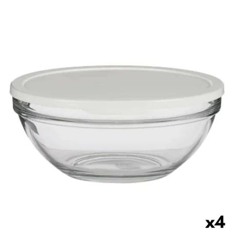 Lancheira Redonda com Tampa Chefs Branco 2,5 L 23,7 x 10,1 x 23,7 cm (4 Unidades) de Pasabahce, Armazenamento de alimentos - ...