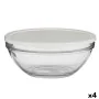 Panier-repas rond avec couvercle Chefs Blanc 2,5 L 23,7 x 10,1 x 23,7 cm (4 Unités) de Pasabahce, Stockage des aliments - Réf...