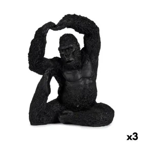 Decorative Figure Yoga Gorilla Black 15,2 x 31,5 x 26,5 cm (3 Units) by Gift Decor, Ornaments - Ref: S3625917, Price: 46,66 €...