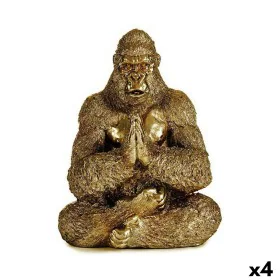 Decorative Figure Yoga Gorilla Golden 16 x 27,5 x 22 cm (4 Units) by Gift Decor, Ornaments - Ref: S3625922, Price: 49,72 €, D...