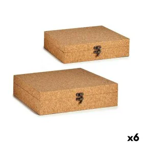 Set of decorative boxes Brown Cork MDF Wood (6 Units) by Gift Decor, Boxes - Ref: S3625944, Price: 46,45 €, Discount: %