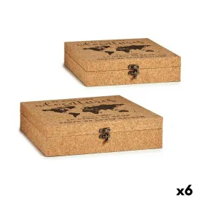 Set de boîtes décoratives Mappemonde Marron Liège Bois MDF (6 Unités) de Gift Decor, Boîtes - Réf : S3625945, Prix : 46,45 €,...