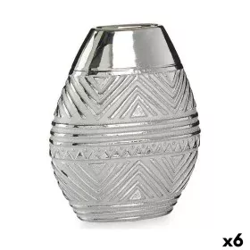 Vase Width Silver Ceramic 9,8 x 26,5 x 22 cm (6 Units) by Gift Decor, Vases - Ref: S3625953, Price: 47,38 €, Discount: %