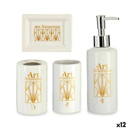 Set de Baño Blanco Dorado Cerámica (12 Unidades) de Berilo, Juegos de accesorios de baño - Ref: S3626075, Precio: 80,91 €, De...