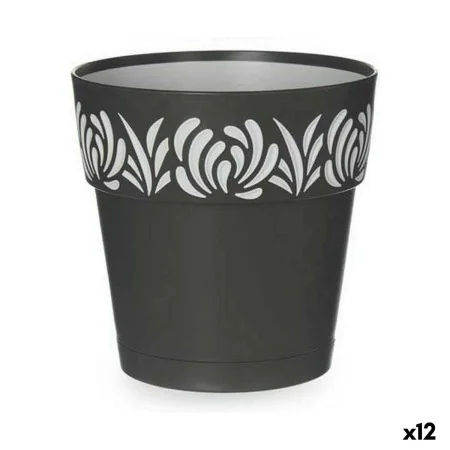 Vaso Autoirrigável Stefanplast Gaia Antracite Plástico 15 x 15 x 15 cm (12 Unidades) de Stefanplast, Vasos para flores - Ref:...