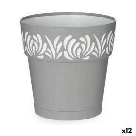 Self-watering flowerpot Stefanplast Gaia Grey Plastic 19 x 19 x 19 cm (12 Units) by Stefanplast, Flower Pots - Ref: S3626148,...