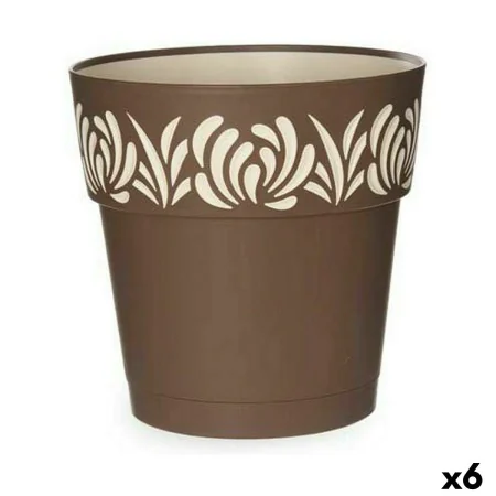 Self-watering flowerpot Stefanplast Gaia Brown Plastic 25 x 25 x 25 cm (6 Units) by Stefanplast, Flower Pots - Ref: S3626153,...