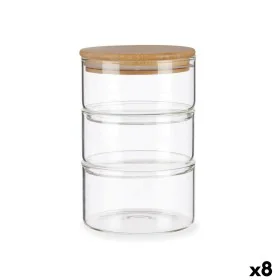 Conjunto de Recipientes de Cozinha Herméticos Empilháveis Transparente Bambu 1,2 L 11,2 x 17,5 x 11,2 cm (8 Unidades) de Viva...