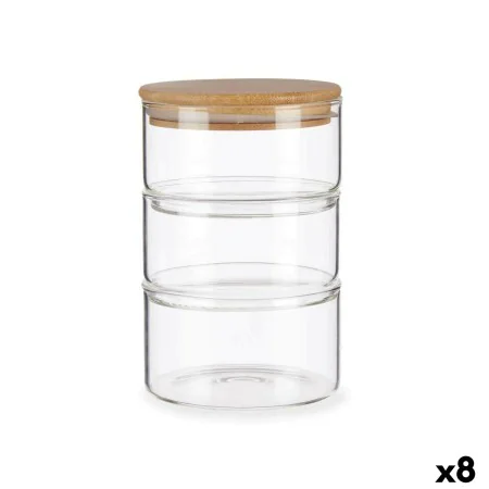 Conjunto de Recipientes de Cozinha Herméticos Empilháveis Transparente Bambu 1,2 L 11,2 x 17,5 x 11,2 cm (8 Unidades) de Viva...