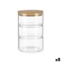 Set de Recipientes de Cocina Herméticos Apilables Transparente Bambú 1,2 L 11,2 x 17,5 x 11,2 cm (8 Unidades) de Vivalto, Alm...