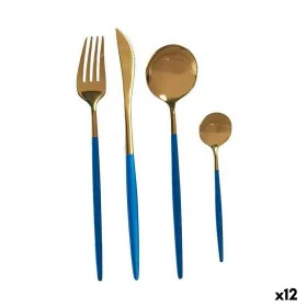 Cutlery Set Blue Golden Stainless steel (12 Units) by Kinvara, Cutlery sets - Ref: S3626185, Price: 141,35 €, Discount: %