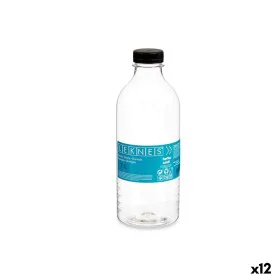 Bottle Black Transparent Plastic 1 L 8,3 x 23 x 8,3 cm (12 Units) by Leknes, Canteens & Water Bottles - Ref: S3626285, Price:...