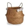 Decorative basket Pompoms White Natural Rushes 8 L 32 x 30 x 32 cm (8 Units) by Gift Decor, Storage baskets - Ref: S3626309, ...