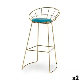 Tabouret Bleu Doré Fer 51 x 94 x 52 cm (2 Unités) de Gift Decor, Tabourets - Réf : S3626331, Prix : 188,63 €, Remise : %