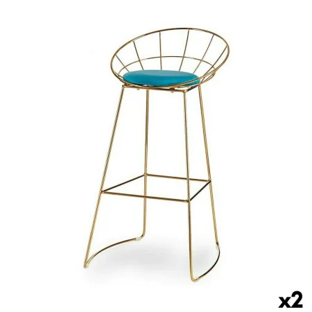 Banqueta Azul Dourado Ferro 51 x 94 x 52 cm (2 Unidades) de Gift Decor, Banquetas - Ref: S3626331, Preço: 188,63 €, Desconto: %