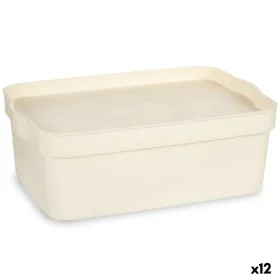 Caixa de Armazenagem com Tampa Creme Plástico 6 L 21,5 x 11 x 31,5 cm (12 Unidades) de Kipit, Caixas e baús de arrumação - Re...